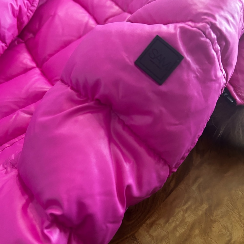 SAM. Pink Puffer with FUR hood size 4T MAKE AN OFFER - Picture 6 of 6